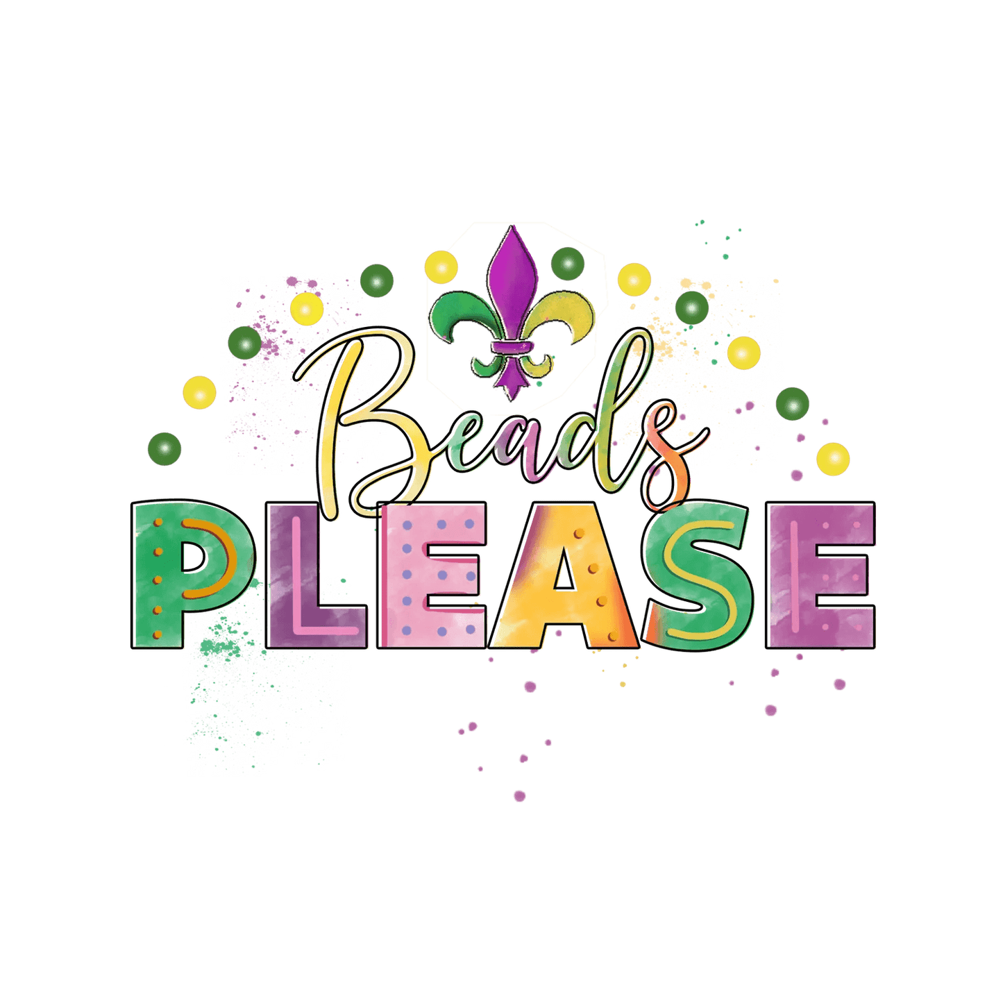 Mardi Gras Beads - DTF Ready to Press - Heat Press Transfer