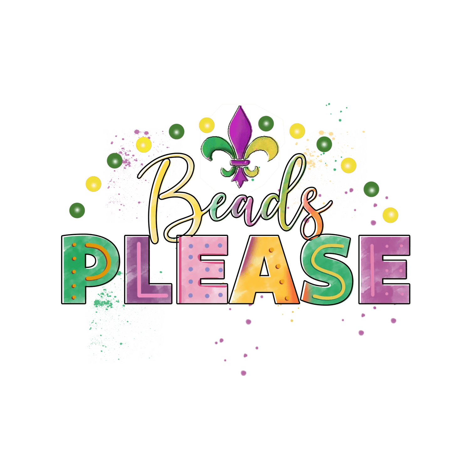 Mardi Gras Beads - DTF Ready to Press - Heat Press Transfer