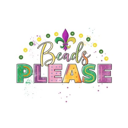 Mardi Gras Beads - DTF Ready to Press - Heat Press Transfer