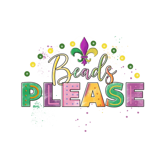 Mardi Gras Beads - DTF Ready to Press - Heat Press Transfer