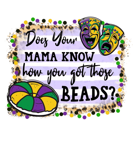 Mardi Gras Beads - DTF Ready to Press - Heat Press Transfer
