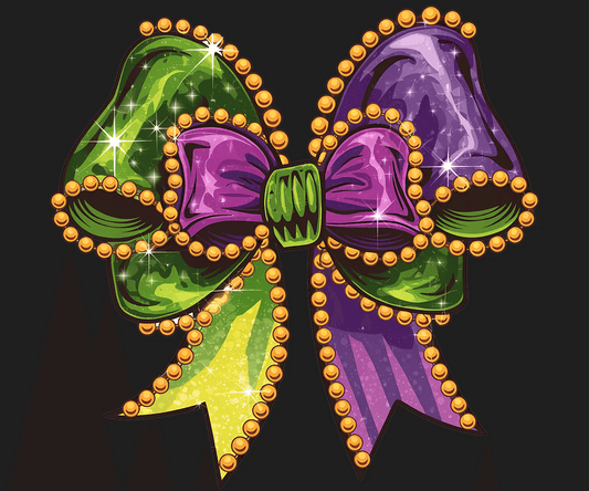 Mardi Gras Bow - DTF Ready to Press - Heat Press Transfer