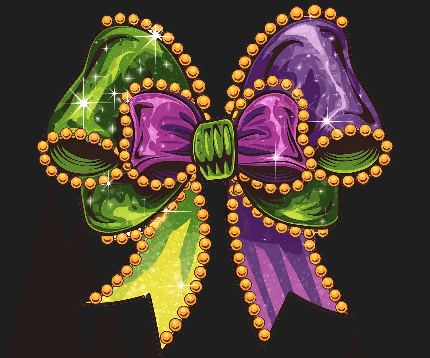 Mardi Gras Bow - DTF Ready to Press - Heat Press Transfer