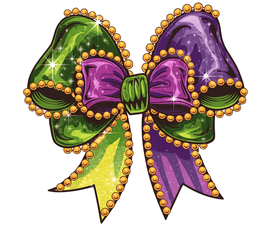 Mardi Gras Bow - DTF Ready to Press - Heat Press Transfer