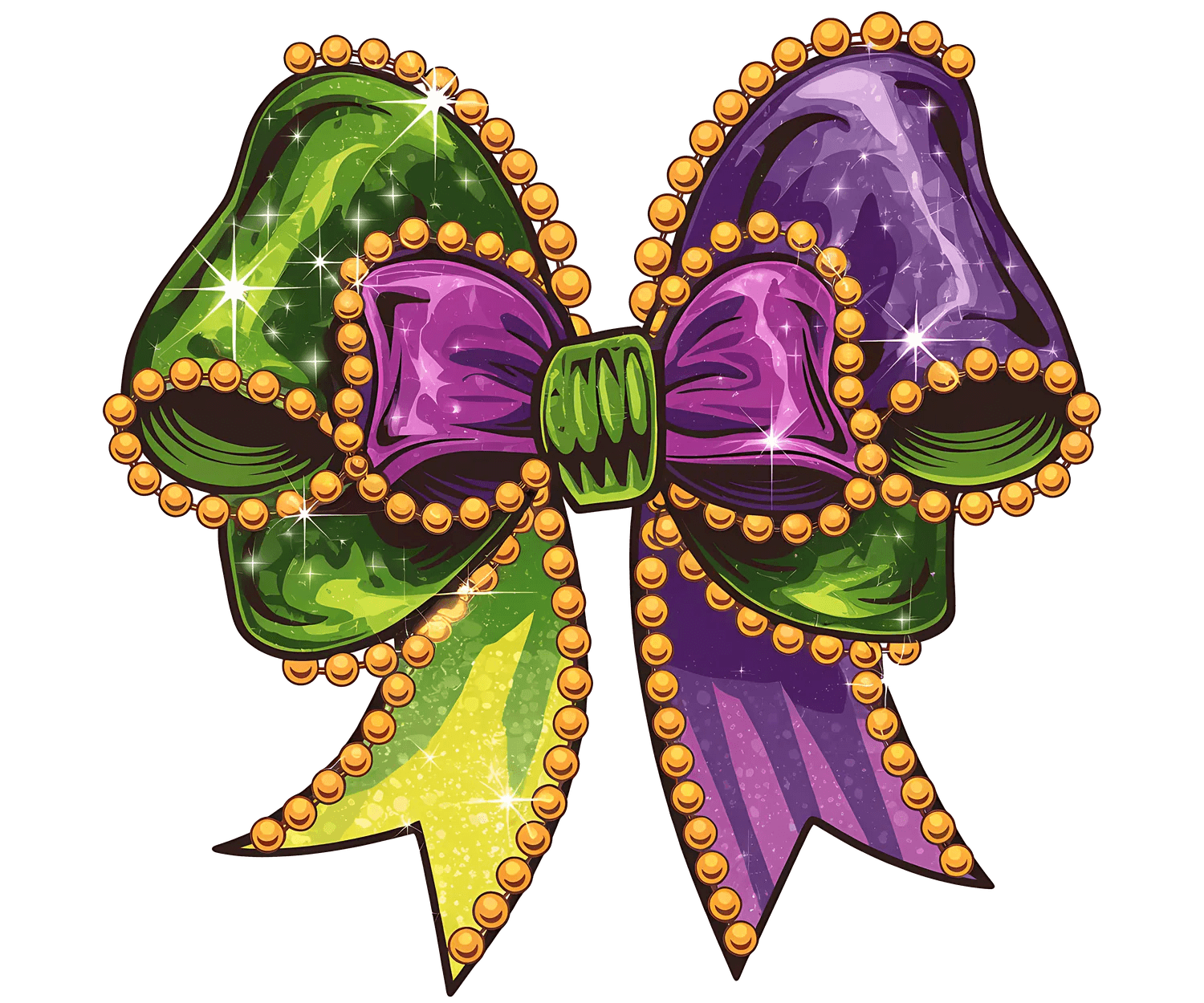 Mardi Gras Bow - DTF Ready to Press - Heat Press Transfer