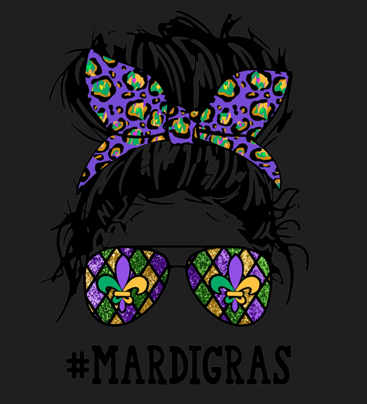 Mardi Gras Bowtie - DTF Ready to Press - Heat Press Transfer