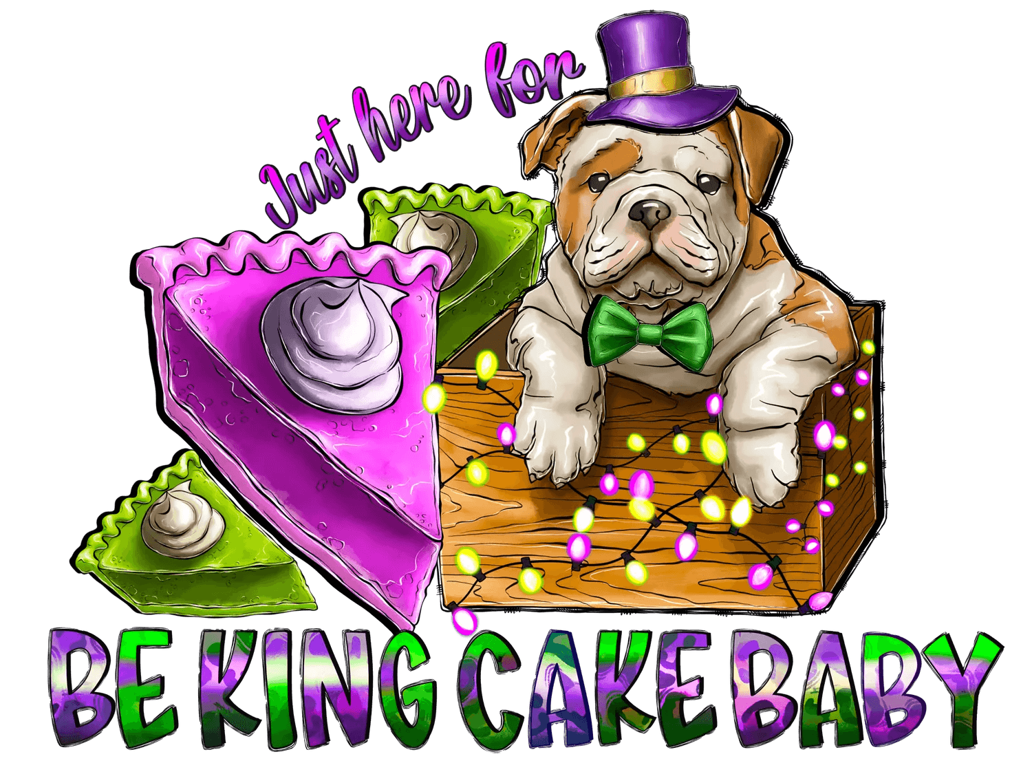 Mardi Gras Bulldog - DTF Ready to Press - Heat Press Transfer
