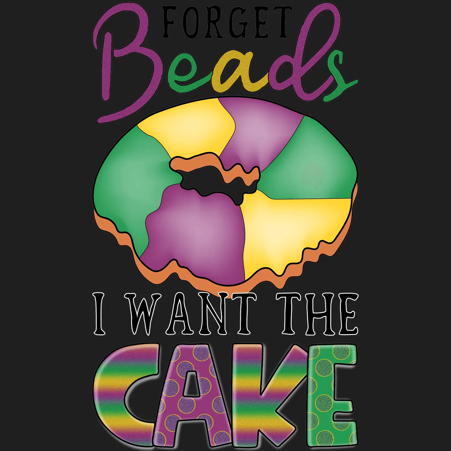 Mardi Gras Cake - DTF Ready to Press - Heat Press Transfer