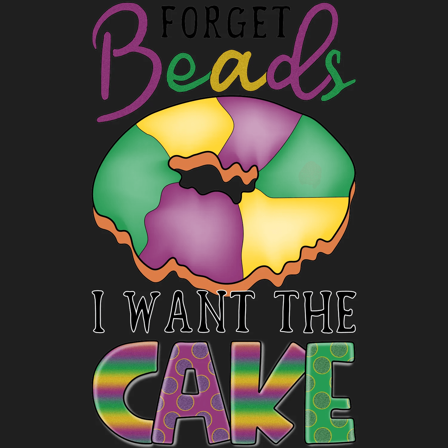 Mardi Gras Cake - DTF Ready to Press - Heat Press Transfer