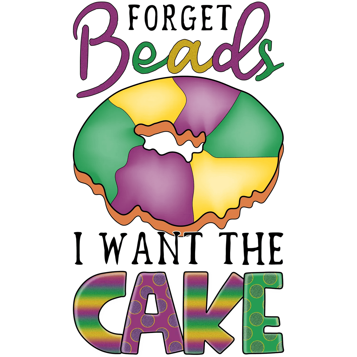 Mardi Gras Cake - DTF Ready to Press - Heat Press Transfer