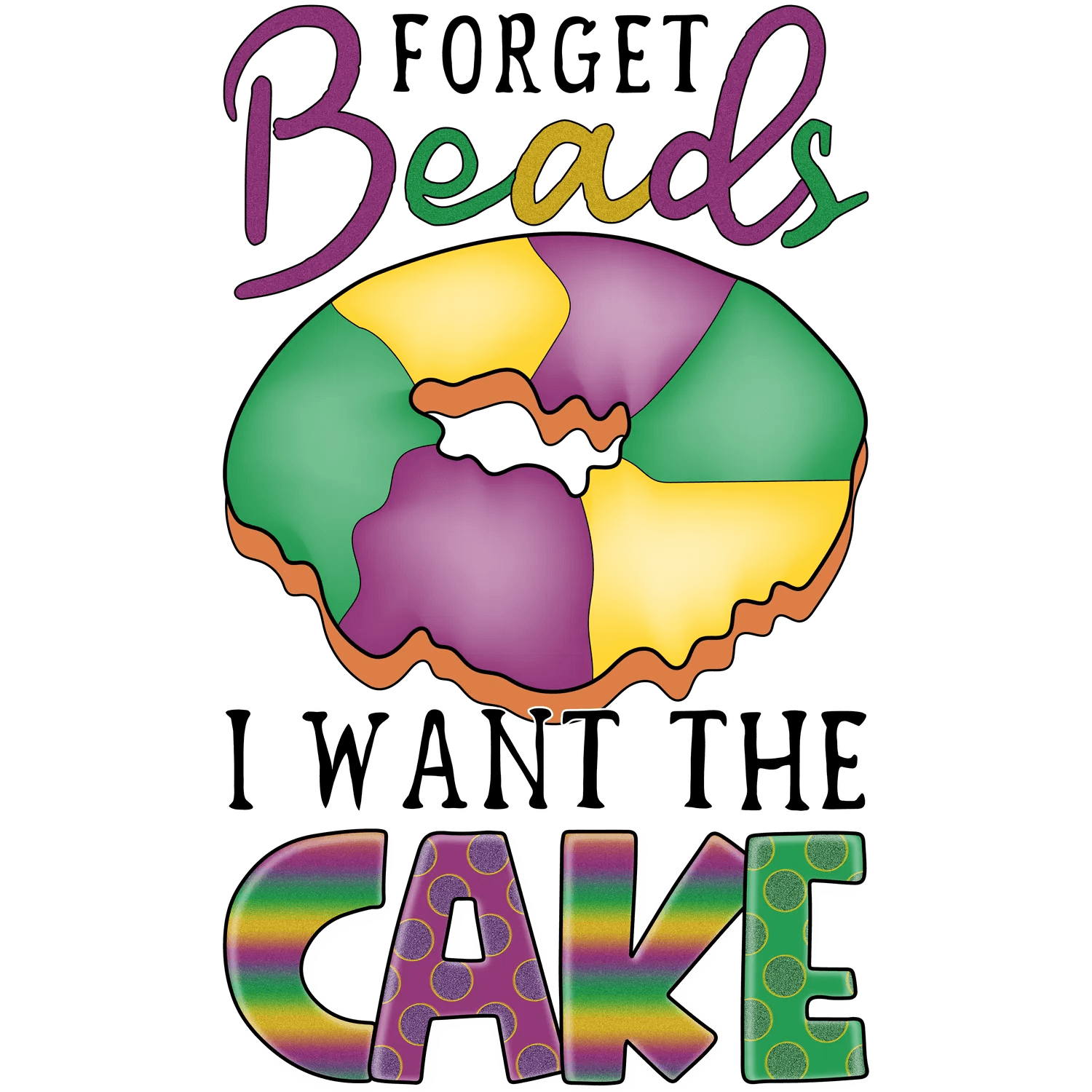 Mardi Gras Cake - DTF Ready to Press - Heat Press Transfer