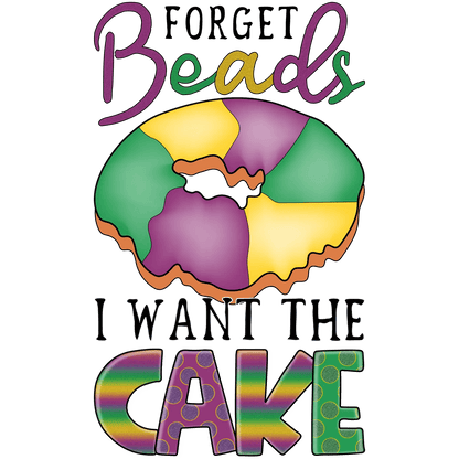 Mardi Gras Cake - DTF Ready to Press - Heat Press Transfer