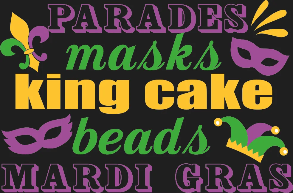 Mardi Gras Celebration - DTF Ready to Press - Heat Press Transfer