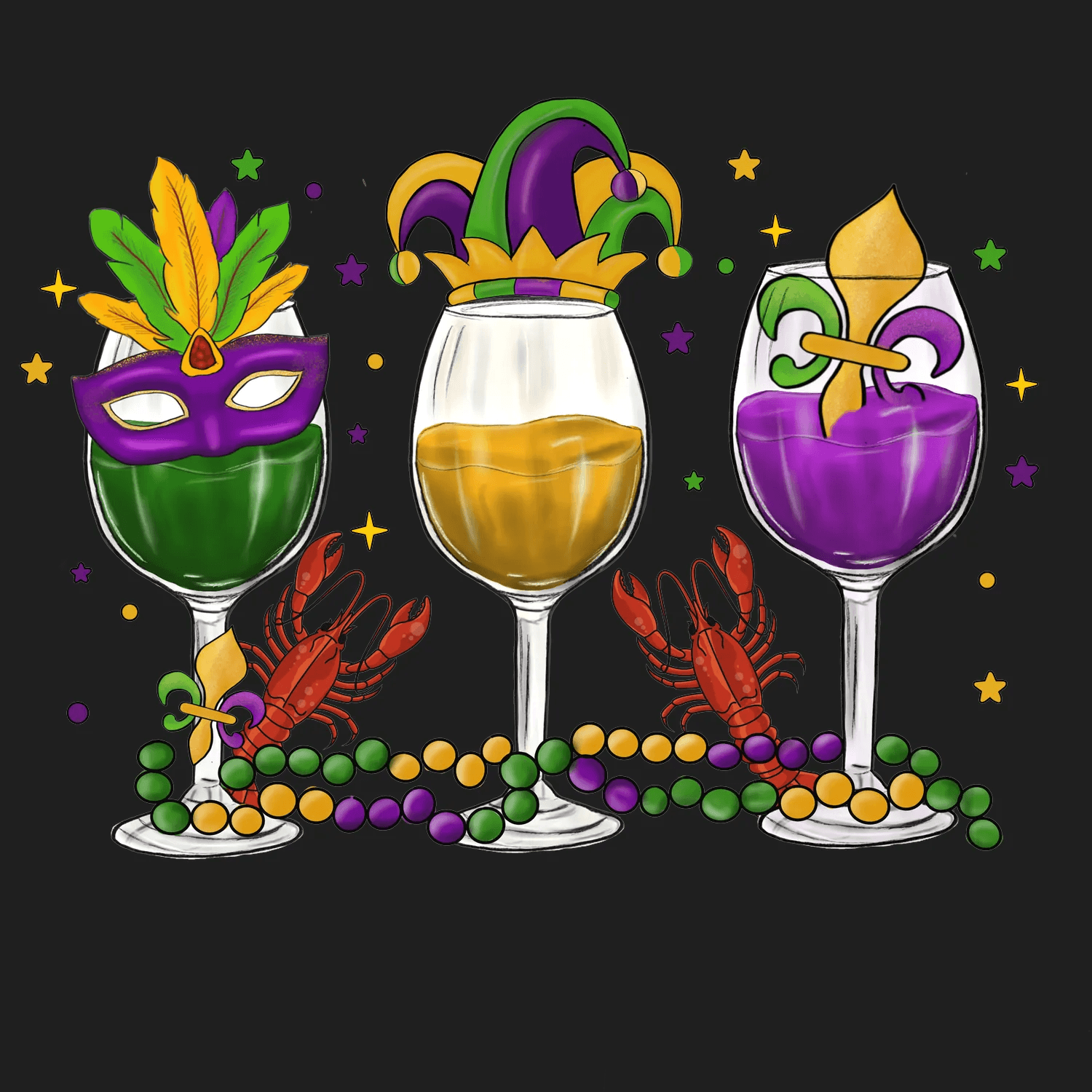 Mardi Gras Celebration - DTF Ready to Press - Heat Press Transfer