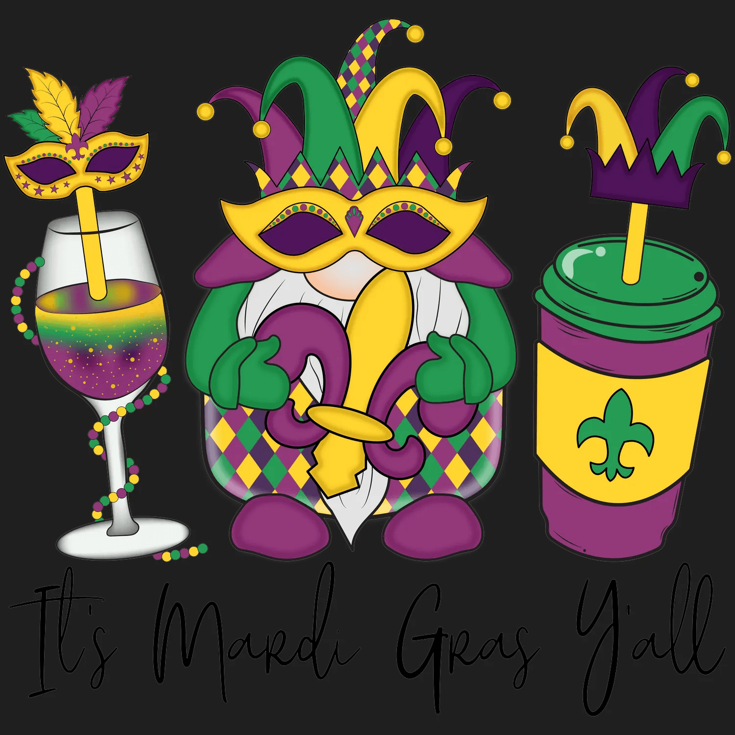 Mardi Gras Celebration - DTF Ready to Press - Heat Press Transfer