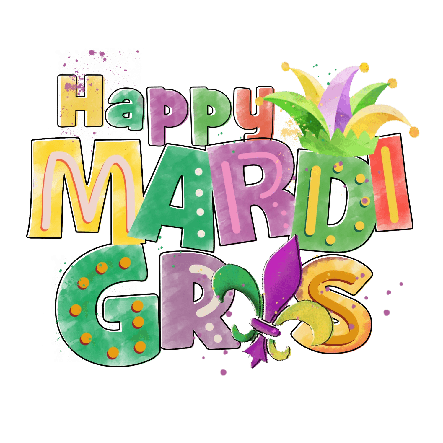 Mardi Gras Celebration - DTF Ready to Press - Heat Press Transfer