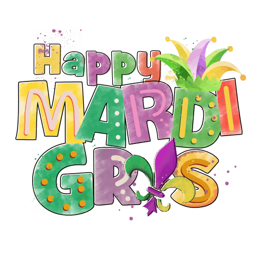 Mardi Gras Celebration - DTF Ready to Press - Heat Press Transfer