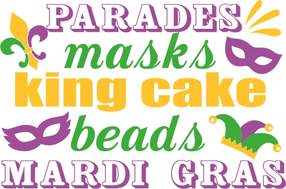 Mardi Gras Celebration - DTF Ready to Press - Heat Press Transfer