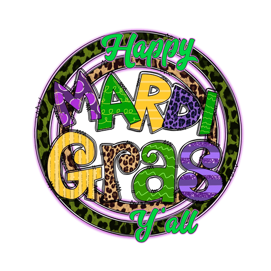 Mardi Gras Celebration - DTF Ready to Press - Heat Press Transfer