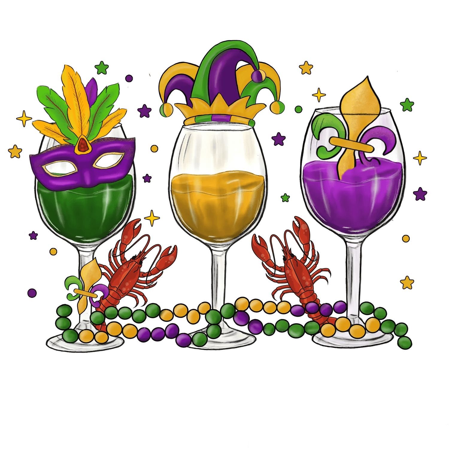 Mardi Gras Celebration - DTF Ready to Press - Heat Press Transfer