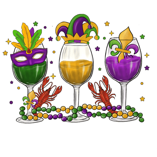 Mardi Gras Celebration - DTF Ready to Press - Heat Press Transfer