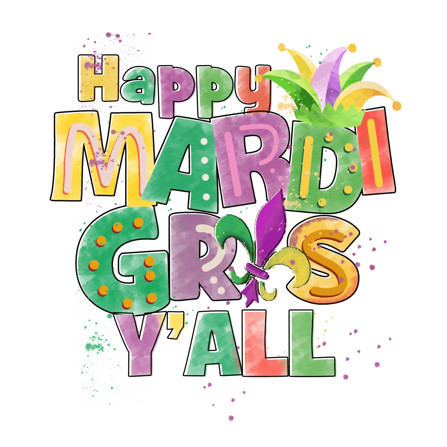 Mardi Gras Celebration - DTF Ready to Press - Heat Press Transfer