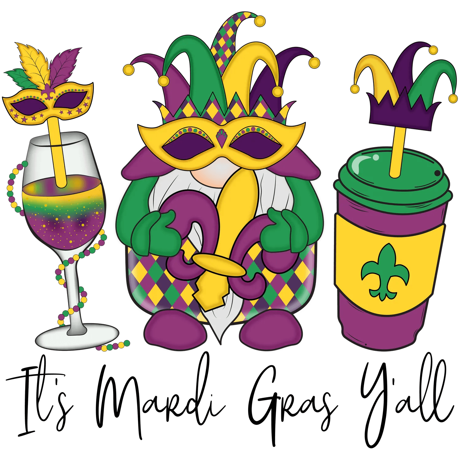 Mardi Gras Celebration - DTF Ready to Press - Heat Press Transfer