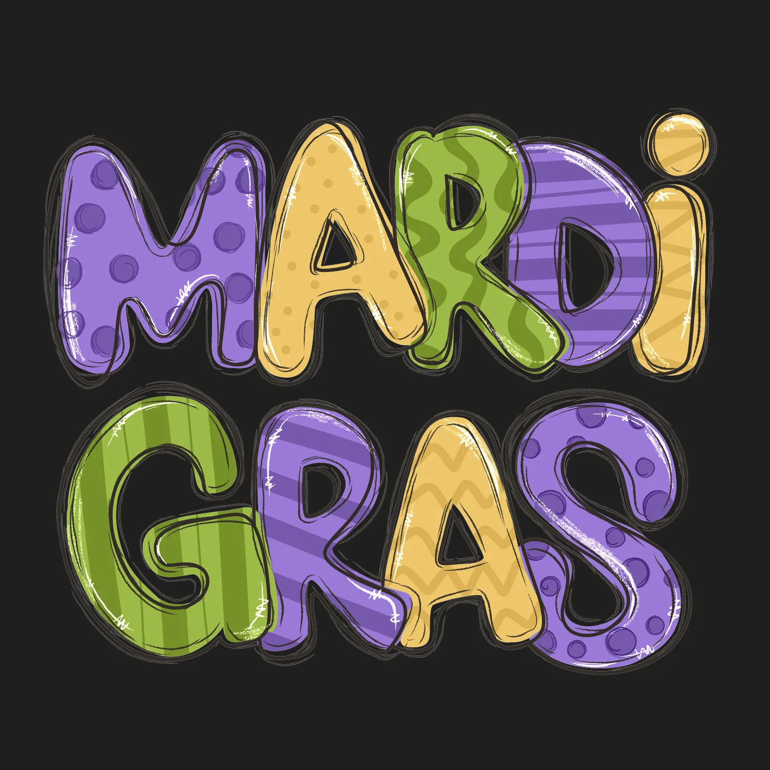 Mardi Gras Colors - DTF Ready to Press - Heat Press Transfer