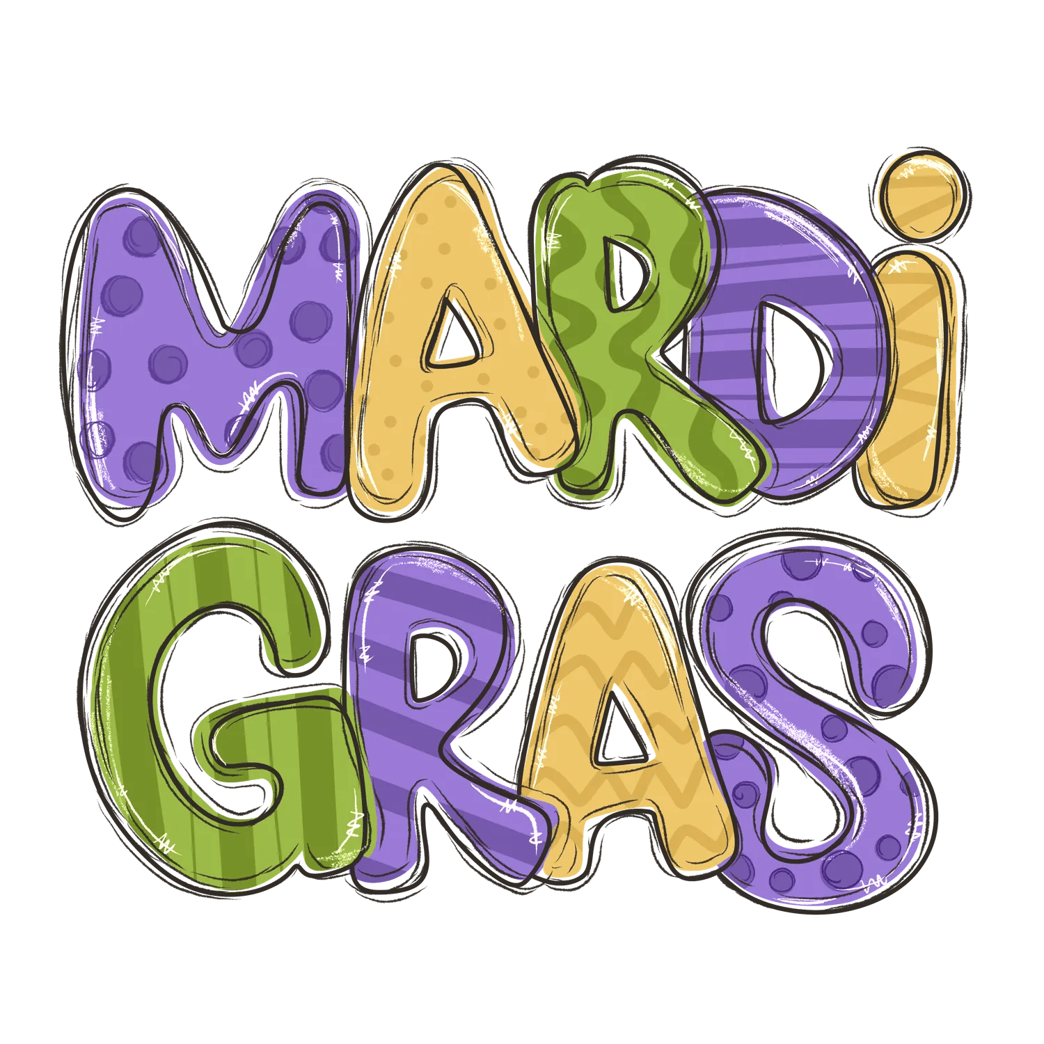 Mardi Gras Colors - DTF Ready to Press - Heat Press Transfer