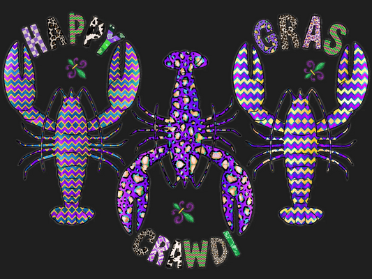 Mardi Gras Crawfish - DTF Ready to Press - Heat Press Transfer