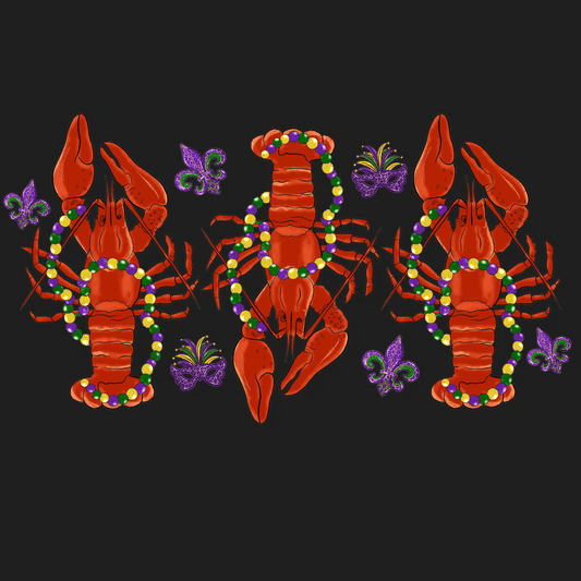 Mardi Gras Crawfish - DTF Ready to Press - Heat Press Transfer