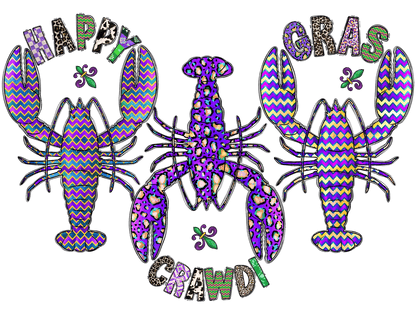 Mardi Gras Crawfish - DTF Ready to Press - Heat Press Transfer