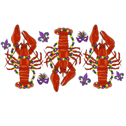 Mardi Gras Crawfish - DTF Ready to Press - Heat Press Transfer