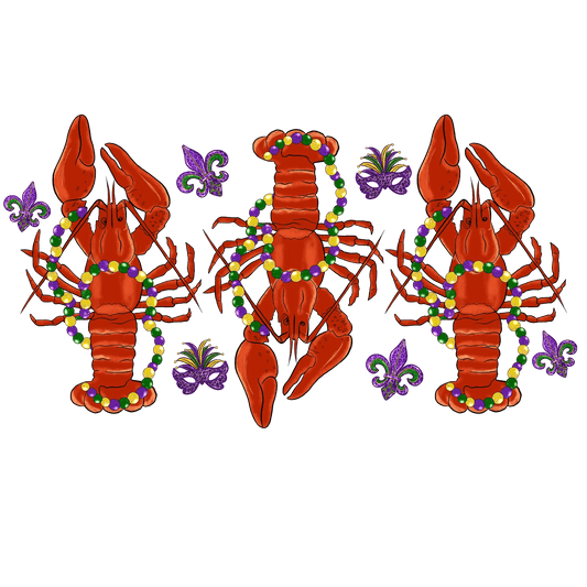 Mardi Gras Crawfish - DTF Ready to Press - Heat Press Transfer