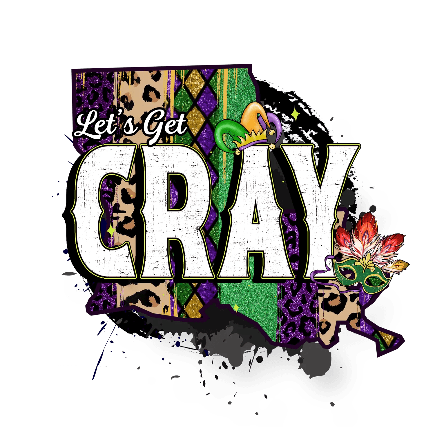 Mardi Gras Craze - DTF Ready to Press - Heat Press Transfer