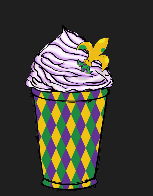 Mardi Gras Cupcake - DTF Ready to Press - Heat Press Transfer