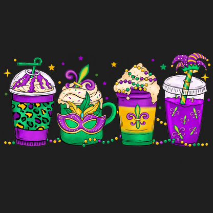 Mardi Gras Cups - DTF Ready to Press - Heat Press Transfer