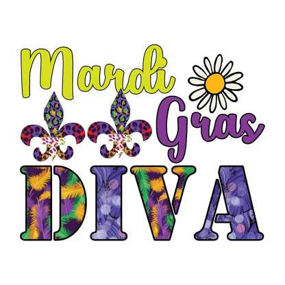 Mardi Gras Diva - DTF Ready to Press - Heat Press Transfer