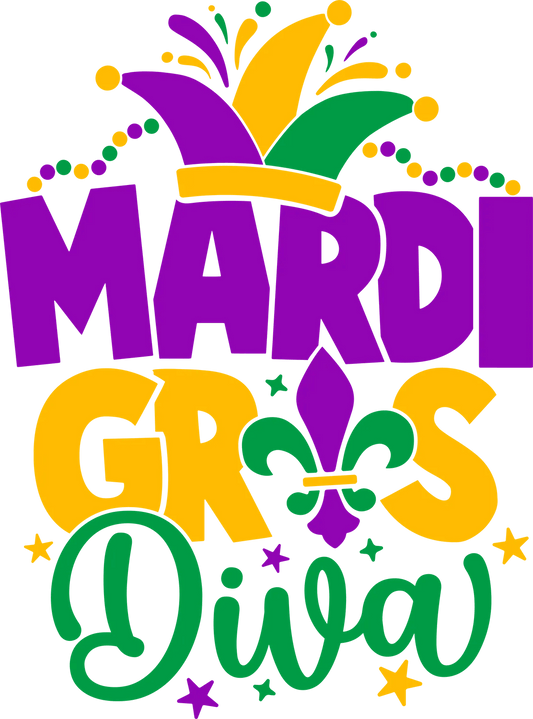 Mardi Gras Diva - DTF Ready to Press - Heat Press Transfer