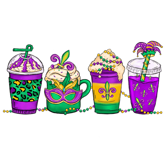 Mardi Gras Drinks - DTF Ready to Press - Heat Press Transfer