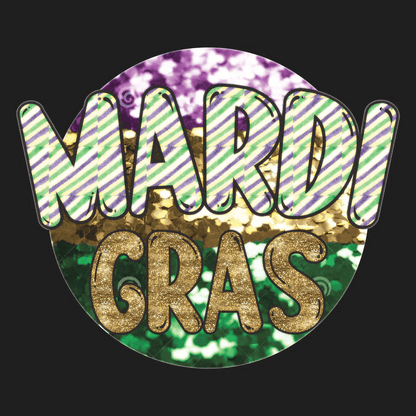 Mardi Gras Festive Circle - DTF Ready to Press - Heat Press Transfer