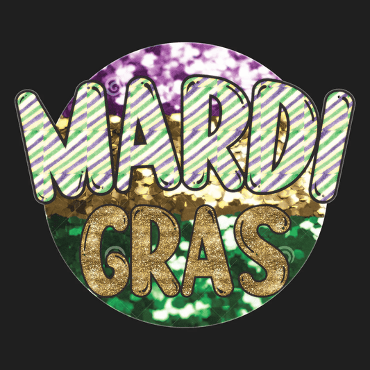 Mardi Gras Festive Circle - DTF Ready to Press - Heat Press Transfer