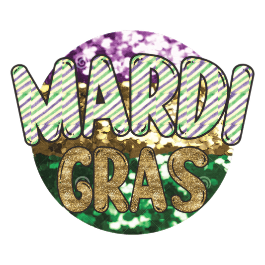 Mardi Gras Festive Circle - DTF Ready to Press - Heat Press Transfer
