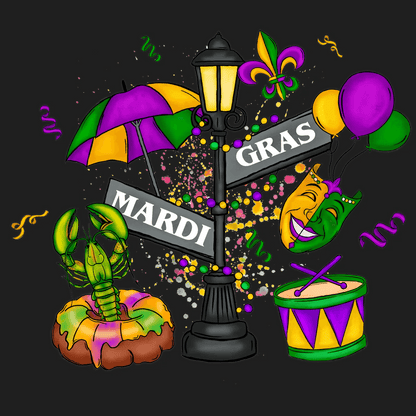 Mardi Gras Festivities - DTF Ready to Press - Heat Press Transfer