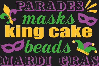 Mardi Gras Festivities - DTF Ready to Press - Heat Press Transfer