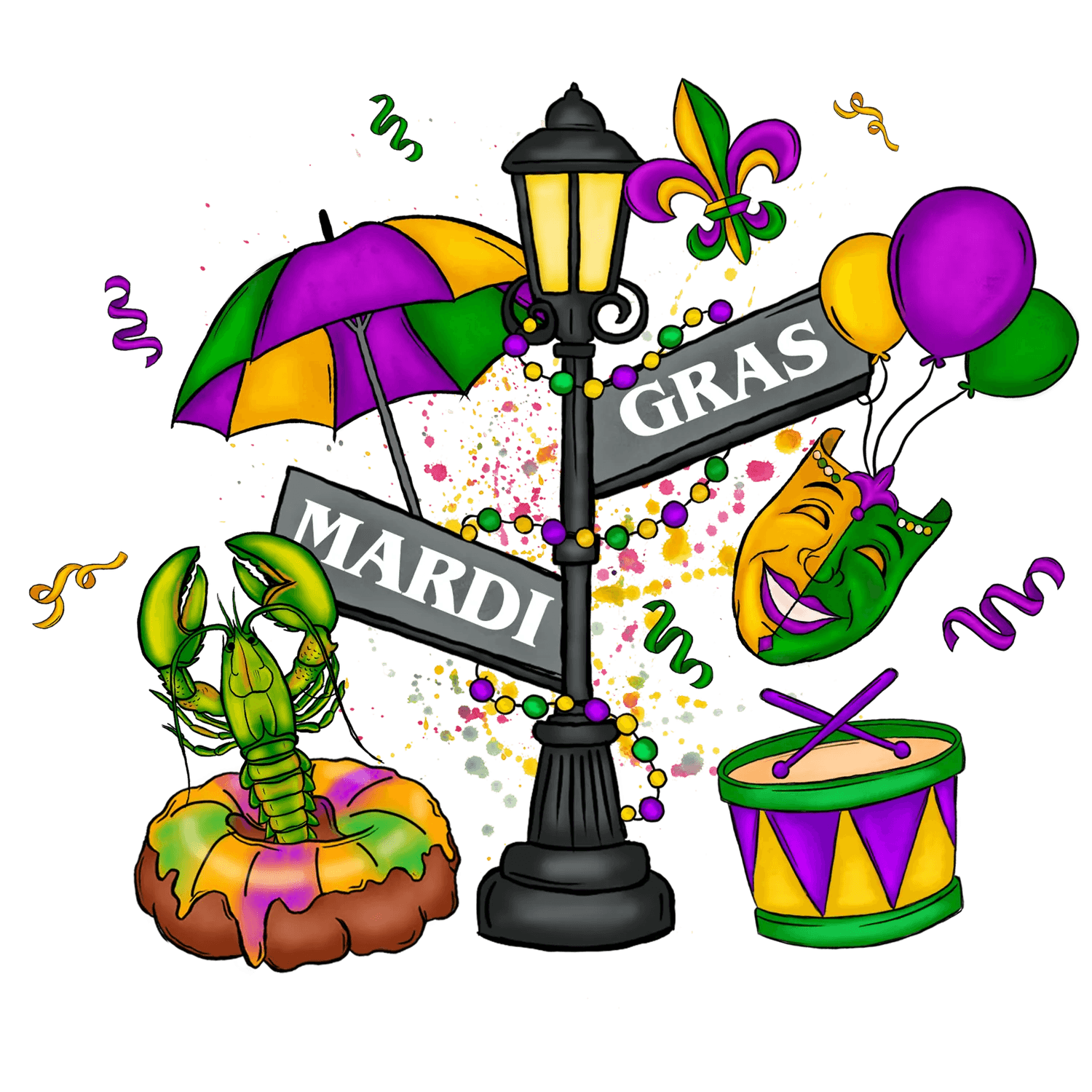 Mardi Gras Festivities - DTF Ready to Press - Heat Press Transfer