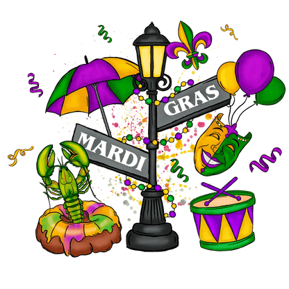 Mardi Gras Festivities - DTF Ready to Press - Heat Press Transfer