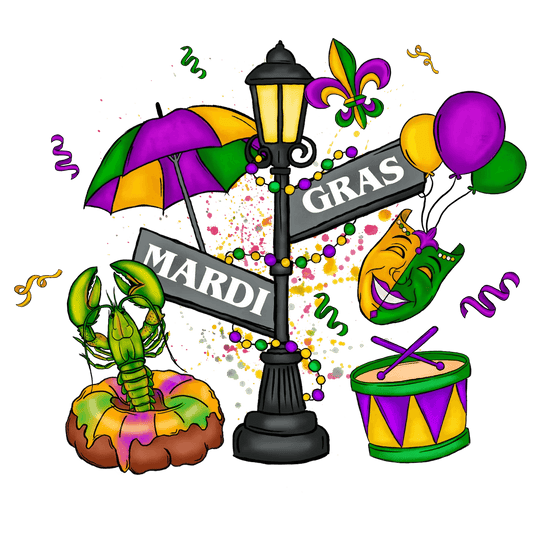 Mardi Gras Festivities - DTF Ready to Press - Heat Press Transfer