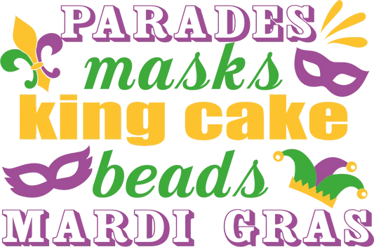 Mardi Gras Festivities - DTF Ready to Press - Heat Press Transfer