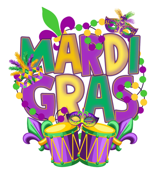 Mardi Gras Festivities - DTF Ready to Press - Heat Press Transfer